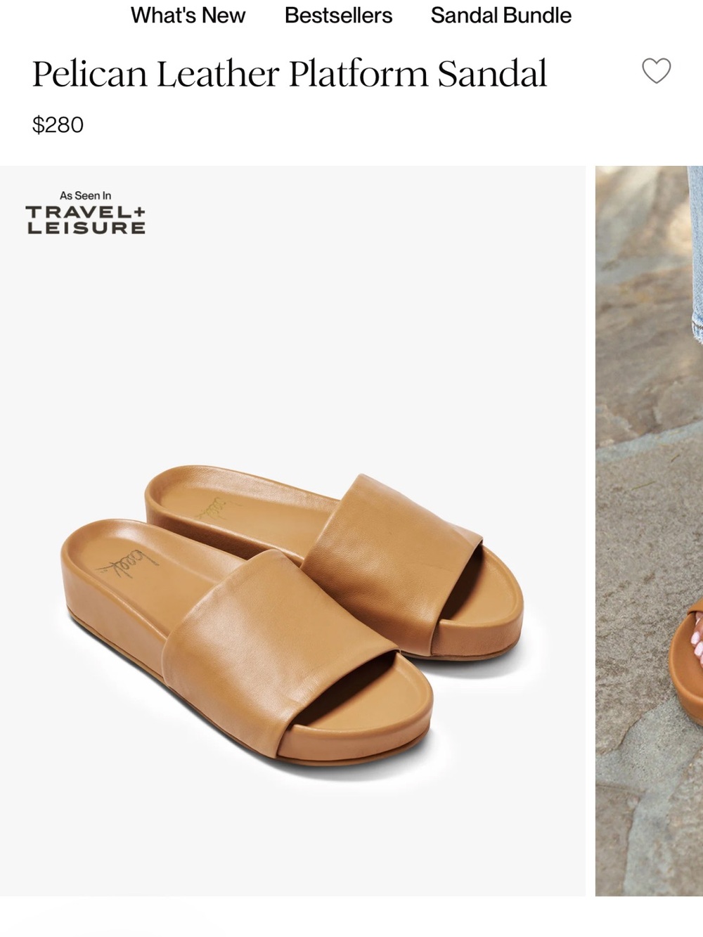 beek Pelican Leather Slide Sandal in Tan